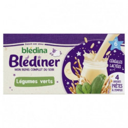 LOT DE 3 - BLEDINA - Blédîner Céréales lactées aux légumes verts dès 6 mois - pack de 4 x 250 ml