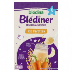 LOT DE 5 - BLEDINA - Blédîner Céréales en poudre riz et carottes dès 6 mois - boite de 210 g