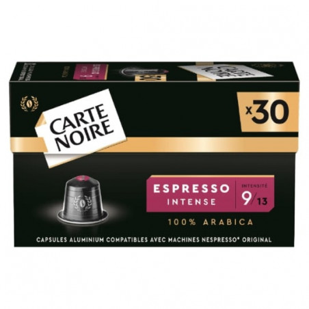 LOT DE 3 - CARTE NOIRE - Café Espresso Intense N°9 Compatibles Nespresso - Paquet de 30 capsules