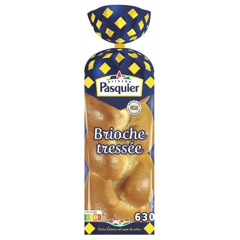 LOT DE 2 - PASQUIER - Brioche Tressée Nature - paquet de 630 g