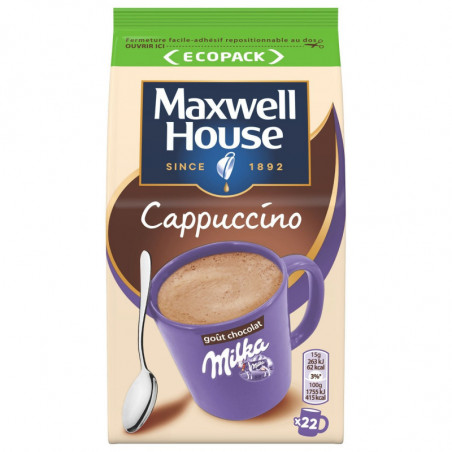 LOT DE 4 - MAXWELL HOUSE - Cappuccino Milka Café Soluble - Sachet de 335 g