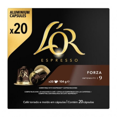 LOT DE 5 - L'OR Espresso - Café Forza Intensité 9 - Capsules de café compatibles Nespresso - Paquet de 20 capsules