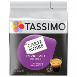LOT DE 4 - TASSIMO CARTE NOIRE - Café Espresso Intense N°7 Compatibles Tassimo - Paquet de 16 dosettes