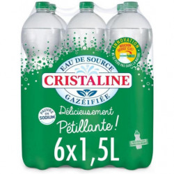 CRISTALINE - Eau De Source Gazéifiée - pack de 6 x 1,5 l