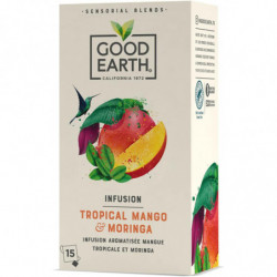 GOOD EARTH - Infusion aromatisée Tropical Mango Mangue tropicale et moringa - paquet de 15 sachets