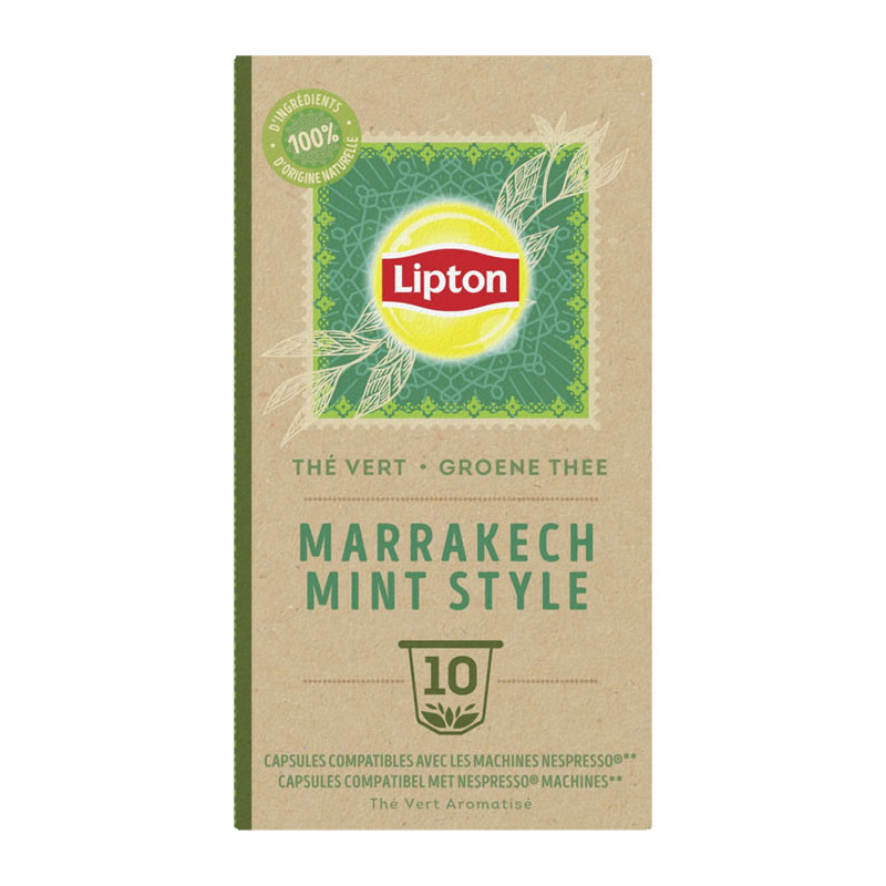 LIPTON - Marrakech Mint Capsules de thé vert à la menthe - 10 capsules Compatibles Nespresso