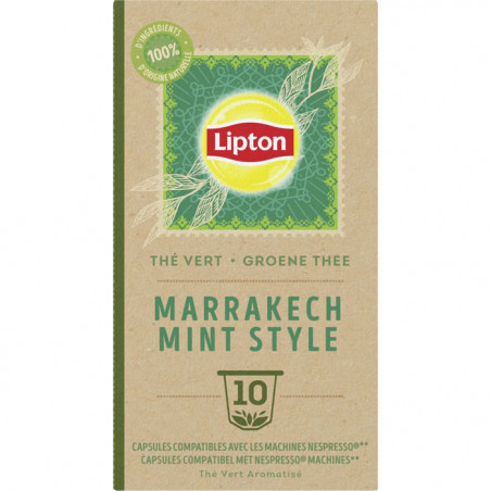LIPTON - Marrakech Mint Capsules de thé vert à la menthe - 10 capsules Compatibles Nespresso