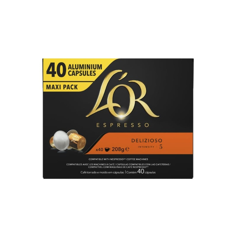 LOT DE 2 - L'OR - Delizioso café compatibles avec les machines à café Nespresso - paquet de 40 capsules