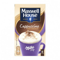 LOT DE 4 - MAXWELL HOUSE - Cappuccino Milka Café Soluble 8 sticks - Sachet de 154 g