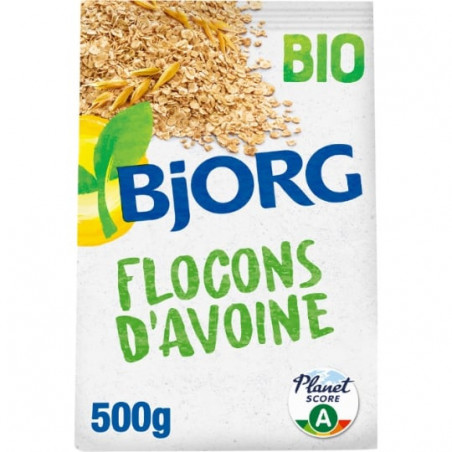 LOT DE 5 - BJORG - Flocons d'avoine complètes bio - paquet de 500 g