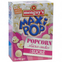 LOT DE 6 - MENGUY'S - Pop corn sucré - boite de 3 sachets de 92 g
