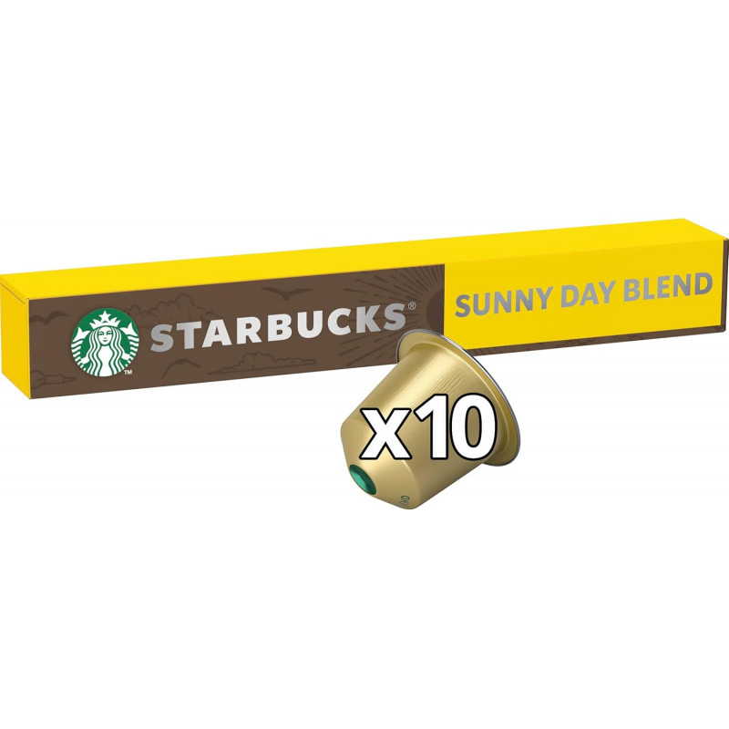 LOT DE 8 - STARBUCKS - Sunny Day Blend Lungo intensité 5 Café Compatible Nespresso - boite de 10 capsules