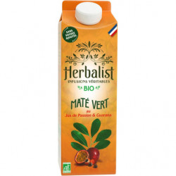 LOT DE 6 - HERBALIST - Maté Vert infusé Passion Guarana sans sucres ajoutés Boisson Bio - brique de 1 l