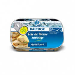 LOT DE 4 - BALTHOR - Foie de morue goût fumé - boite de 121 g