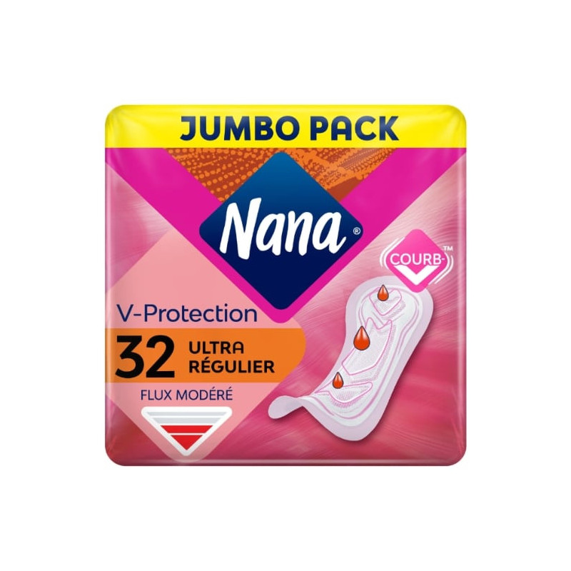 LOT DE 4 - NANA - Ultra Normal taille 1 Serviettes hygiéniques - paquet de 32 Serviettes