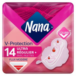NANA - Ultra Normal Plus V-protection Serviettes hygiéniques avec ailettes - paquet de 14 Serviettes