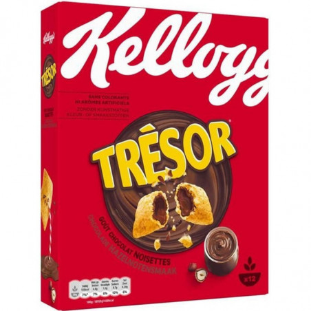 LOT DE 8 - KELLOGG'S - Trésor Céréales fourrées au chocolat noisette - boîte de 375 g