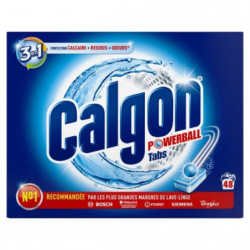 CALGON - Powerball tabs Pastilles 3en1 anticalcaire résidus et odeurs - paquet de 48 pastilles