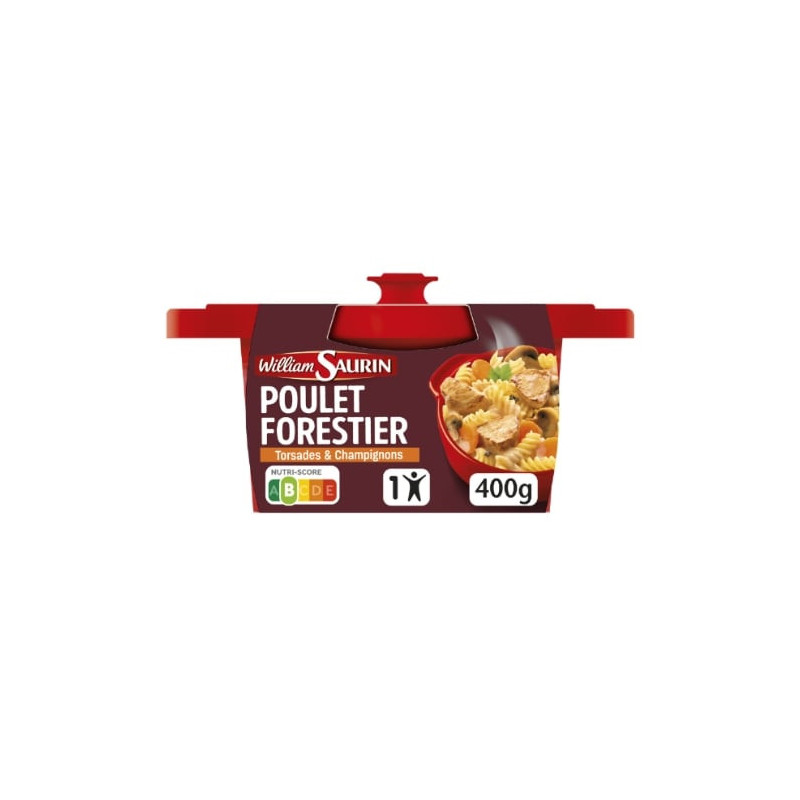 LOT DE 6 - WILLIAM SAURIN - Poulet forestier Sauce Forestière Plat cuisiné - Cocotte de 400 g