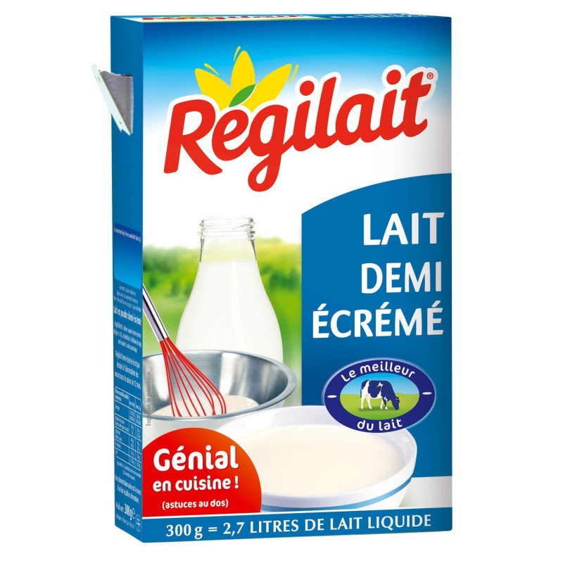 LOT DE 2 - REGILAIT - Lait en poudre demi-écrémé - boite de 300 g