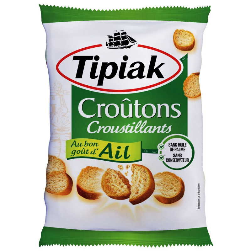 TIPIAK - Croûtons Croustillants Ail - sachet de 90 g