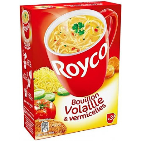 ROYCO - Soupe Minute Soup Bouillon De Volaille et Vermicelles déshydratée - boite de 80 g