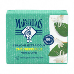 LOT DE 3 - LE PETIT MARSEILLAIS - Savon Mains Corps Extra Doux Au Chèvrefeuille - paquet de 4 savons de 100g