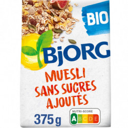 BJORG - Muesli bio sans sucres ajoutés - paquet de 375 g