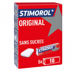 LOT DE 6 - STIMOROL - Original Chewing-gums avec édulcorants - paquet de 5 étuis de 10 dragées - 70 g