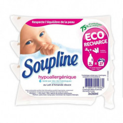 SOUPLINE - Adoucissant Au Lait D'Amande Douce 27 lavages - pack de 3 berlingots de 200 mL