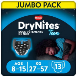HUGGIES - DryNites Teen - Slips de nuit garçons 8-15 ans (27-57kg) - 13 culottes