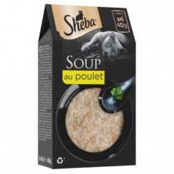 LOT DE 4 - SHEBA - Soup au Poulet Soupe pour chat Adulte Pâtée pour chat - boite de 4 sachets de 40 g