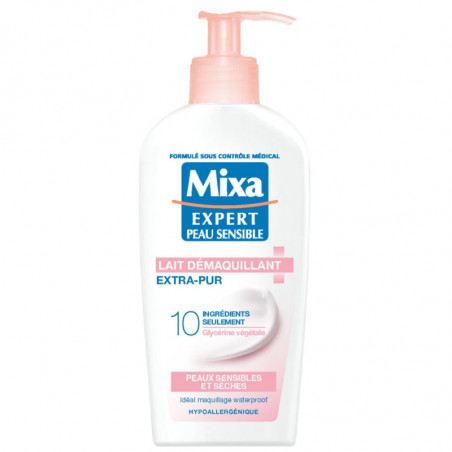 LOT DE 3 - MIXA - Expert Peau Sensible Lait démaquillant anti-dessèchement - 200 ml