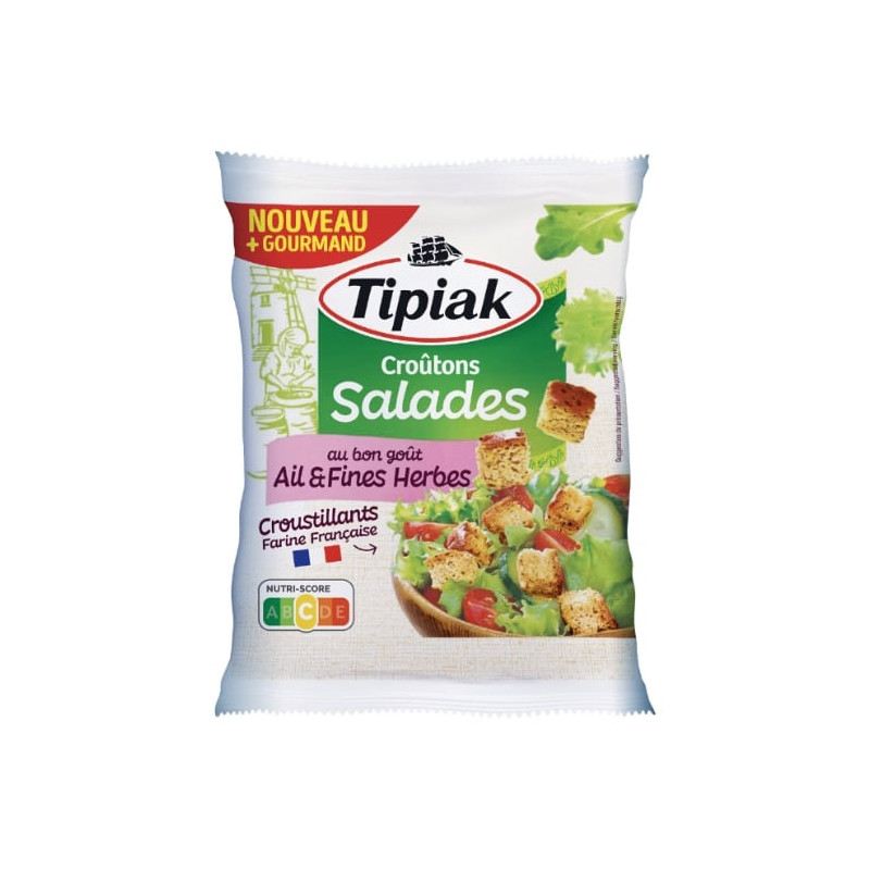 LOT DE 6 - TIPIAK - Croûtons Croustillants Ail et Fines herbes - paquet de 100 g