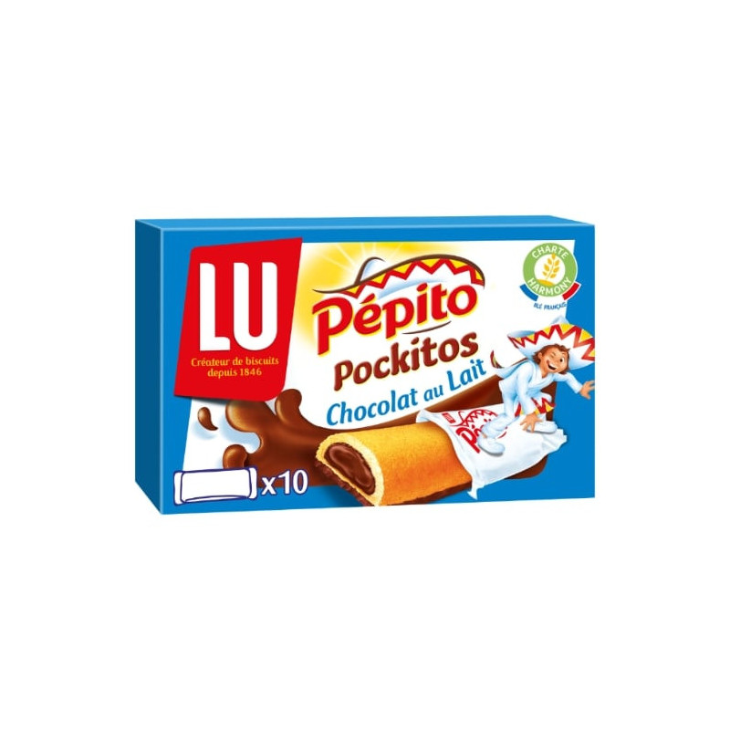 LOT DE 2 - LU - Pepito Pockitos Chocolat au Lait Biscuits barre fourrés - boîte de 10 sachets - 295 g