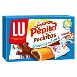 LOT DE 5 - LU - Pepito Pockitos Chocolat au Lait Biscuits barre fourrés - boîte de 10 sachets - 295 g