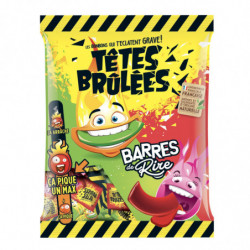 TETES BRULEES - Bonbons Barres de Rire Fraise Pomme - sachet de 200 g