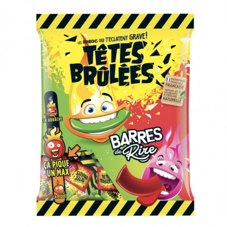 TETES BRULEES - Bonbons Barres de Rire Fraise Pomme - sachet de 200 g