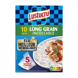 LOT DE 4 - LUSTUCRU - Riz Étuve Long Grain incollable 10min - paquet de 5 sachets de 90 g