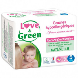LOT DE 2 - LOVE & GREEN - Couches écologiques taille 5 (12-25 kg) - paquet de 40 couches