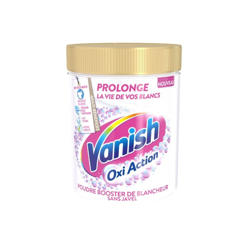 LOT DE 2 - VANISH - Blanc Oxi Action Gold Détachant Textile Linge Blanc - boite de 470 g