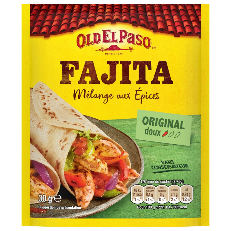 OLD EL PASO - Epices pour Fajitas Doux - sachet de 30 g