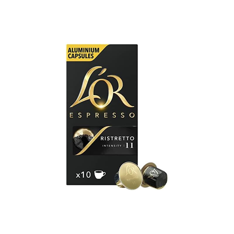 LOT DE 10 - L'OR - Ristretto Intensité 11 - paquet de 10 capsules de café compatibles Nespresso
