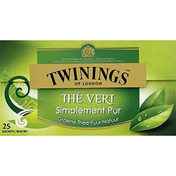 LOT DE 5 - TWININGS - Thé vert Simplement Pur - boite de 25 sachets