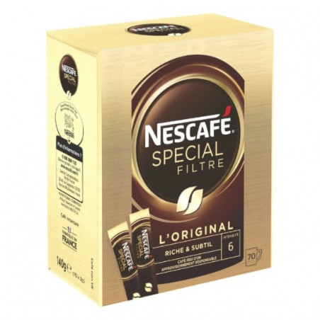 NESCAFE - Café Soluble Spécial Filtre Original - boîte de 140 g - 70 sticks