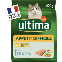 LOT DE 4 - ULTIMA - Appétit difficile Truite - Croquettes pour chat - sachet de 400 g