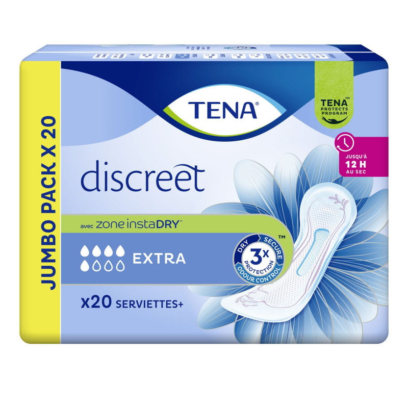 TENA - Discreet Extra - paquet de 20 serviettes hygiéniques