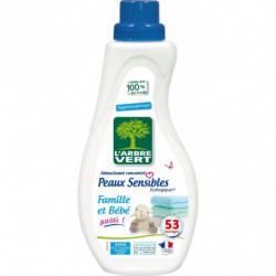 LOT DE 5 - L'ARBRE VERT - Adoucissant Linge Peaux Sensibles Famille Bébé - 53 Lavages - 800 ml