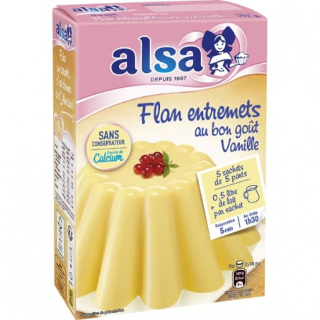 LOT DE 4 - ALSA - Préparation Flan Entremets Vanille - boite de 192 g