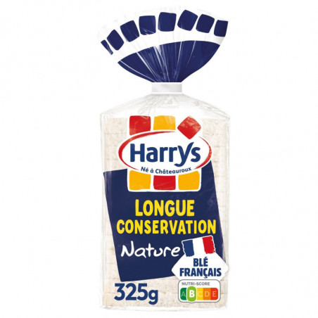 LOT DE 4 - HARRYS - Pain De Mie Sans Croûte Longue Conservation Nature - paquet de 325 g